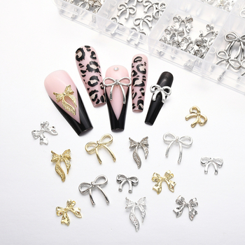 Kutija za nokte s motivom mašne — metalna legura, uzorak mašne, sladak stil