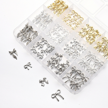 Kutija za nokte s motivom mašne — metalna legura, uzorak mašne, sladak stil