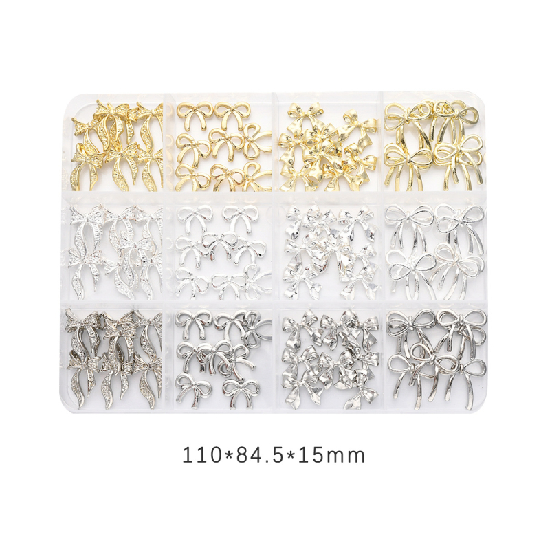 Kutija za nokte s motivom mašne — metalna legura, uzorak mašne, sladak stil