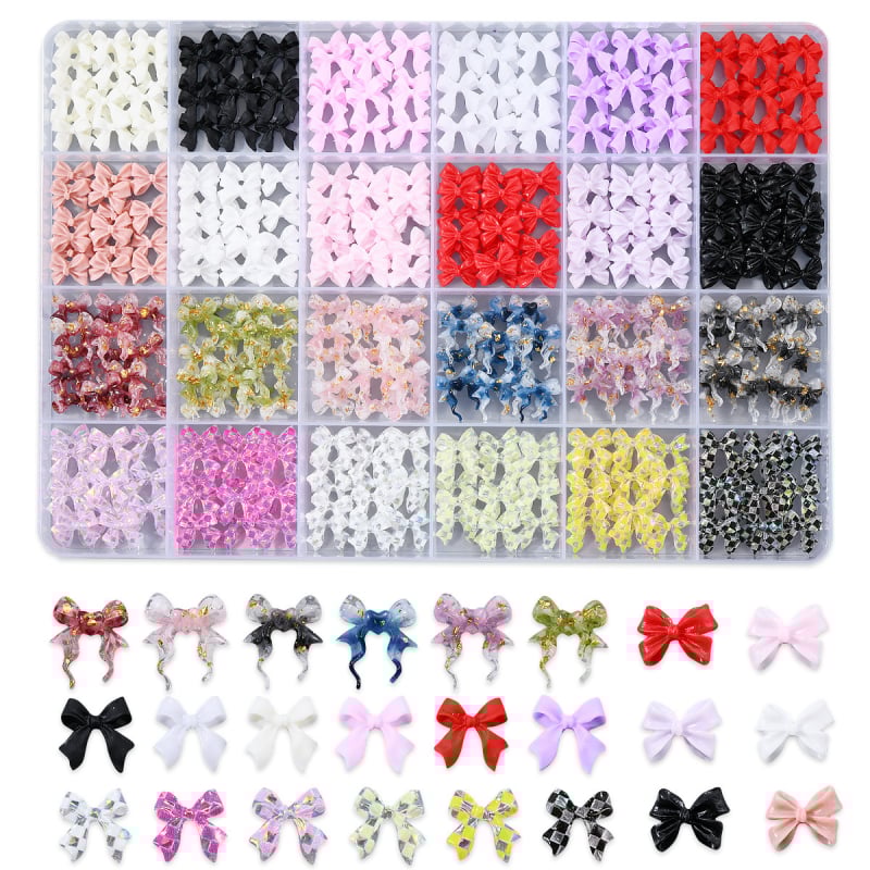 Nagu aksesuāru komplekts ar Bow-Tie – no sveķiem, Bow Tie sērija, salds un minimalistisks stils