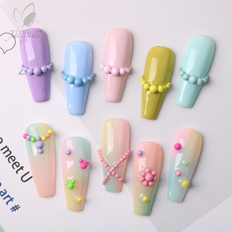 Set perlica za nokte: okrugle metalne perle, cvjetni uzorak, sladak stil (Materijal: Metal; Uzorak: Cvijeće; Stil: Sladak)