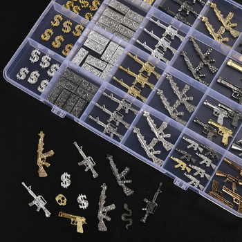 Set nakita za nokte, kutija s 24 pretinaca, metalna legura, vintage i glam stil, kodovi uzoraka 4419639 i 3656926, porijeklo Zhejiang