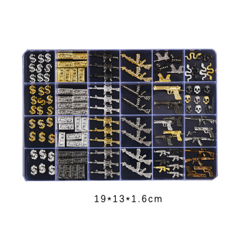 Set nakita za nokte, kutija s 24 pretinaca, metalna legura, vintage i glam stil, kodovi uzoraka 4419639 i 3656926, porijeklo Zhejiang