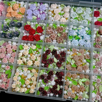 DIY set za ukrašavanje noktiju: 24 pretinca smole s cvjetovima, listovima i perlama (Princess serija)