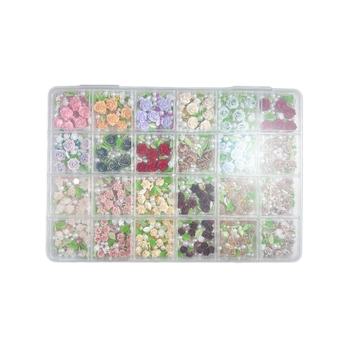 DIY set za ukrašavanje noktiju: 24 pretinca smole s cvjetovima, listovima i perlama (Princess serija)