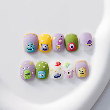 Nokti naljepnice s reljefnim dizajnom, prozirne i tanke, s ljepilom na stražnjoj strani, 3D karikatura uzorak, KX suradnja serija