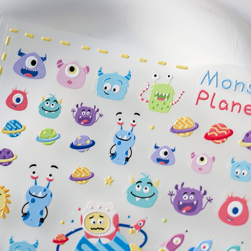 Nokti naljepnice s reljefnim dizajnom, prozirne i tanke, s ljepilom na stražnjoj strani, 3D karikatura uzorak, KX suradnja serija