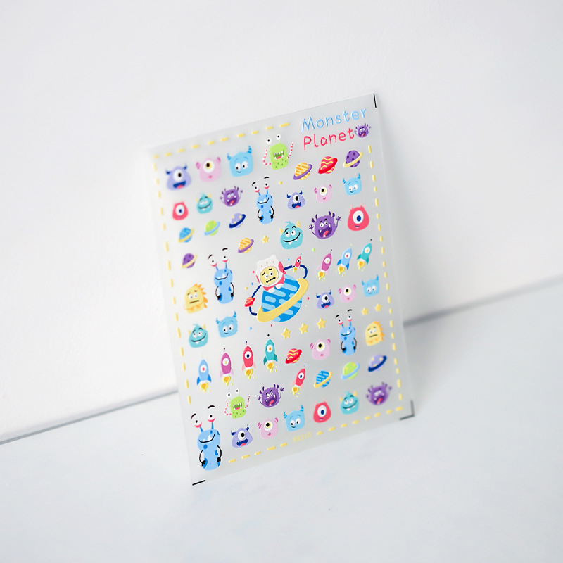 Nokti naljepnice s reljefnim dizajnom, prozirne i tanke, s ljepilom na stražnjoj strani, 3D karikatura uzorak, KX suradnja serija