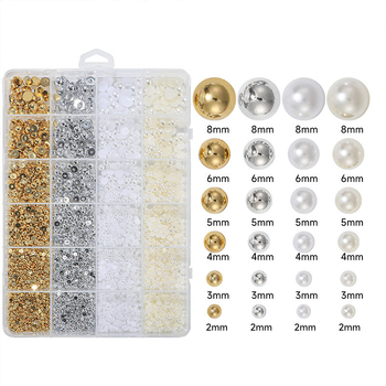 Dodatak za nokte s imitacijskim perlama, polukružna ravna baza, checkerboard uzorak s 24 polja, Princess serija, minimalistički INS stil