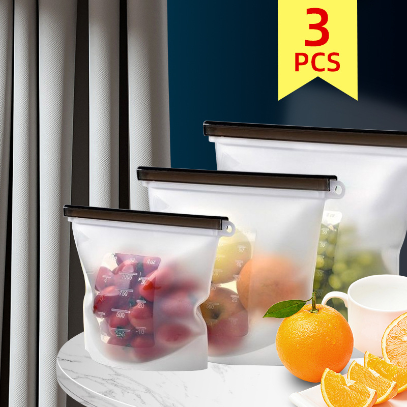 Meirelle Silikono Šviežumo Maišelis, Vakuuminis Užraktas Šaldytuve, Mikrobangų Krosnelė Saugus, -30°C iki 180°C, Antibakterinė