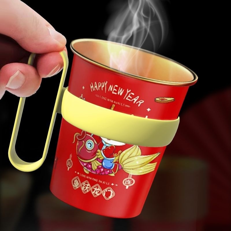 Vienkartinis plastikinis puodelio laikiklis popieriniams puodeliams su šilumine izoliacija ir dideliu rankena