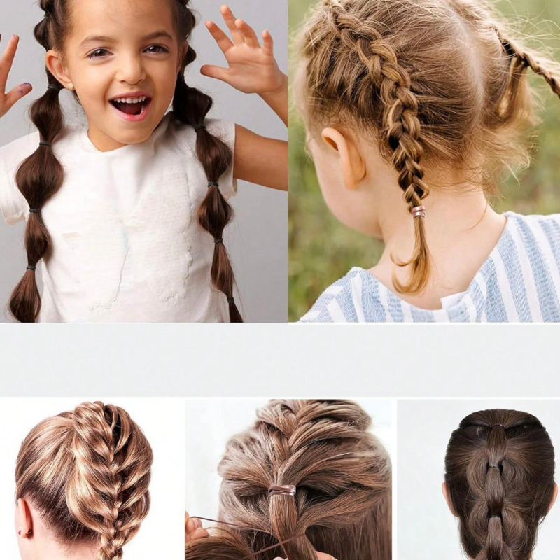 Vaikų plaukų gumų rinkinys - aukštos elastėsios plastmasos/rišini gumos - geometrinė forma - Princesių serija