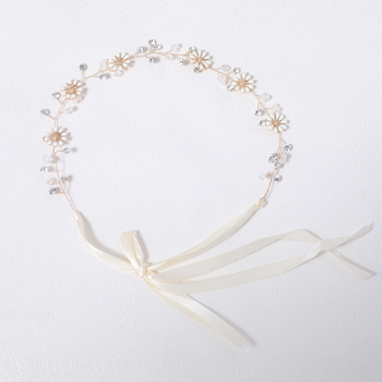 Κορεατικού στυλ λουλουδάτος ιμάντας μαλλιών με μεταλλικές πέρλες – νυφικό αξεσουάρ μαλλιών, μοντέλο CX-105, Chu Xi