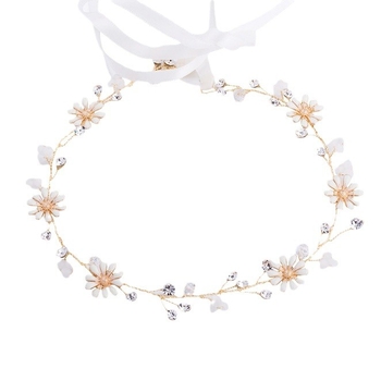 Κορεατικού στυλ λουλουδάτος ιμάντας μαλλιών με μεταλλικές πέρλες – νυφικό αξεσουάρ μαλλιών, μοντέλο CX-105, Chu Xi