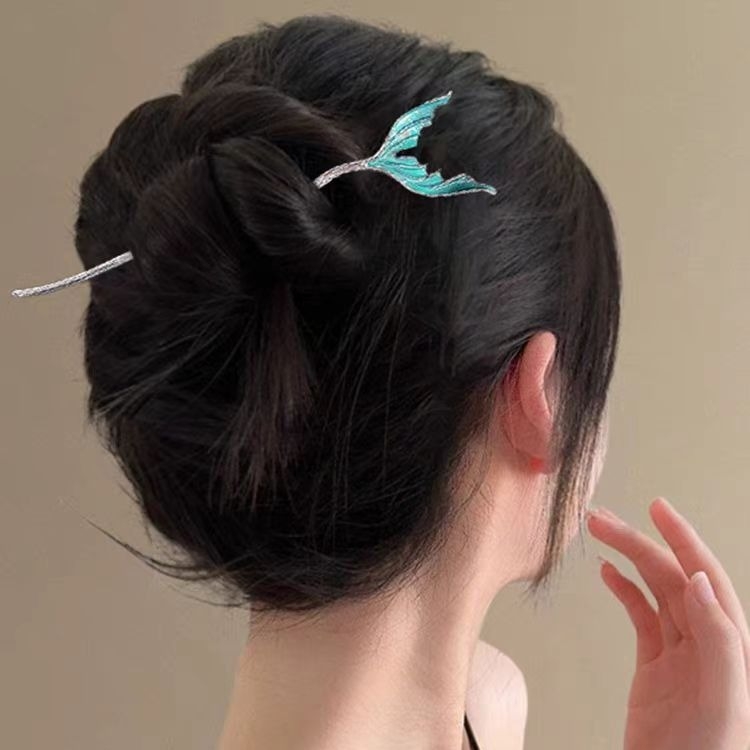 Plaukų segtukas iš lydinio, žuvies uodegos formos, mados galvos aksesuaras, vasara 2024