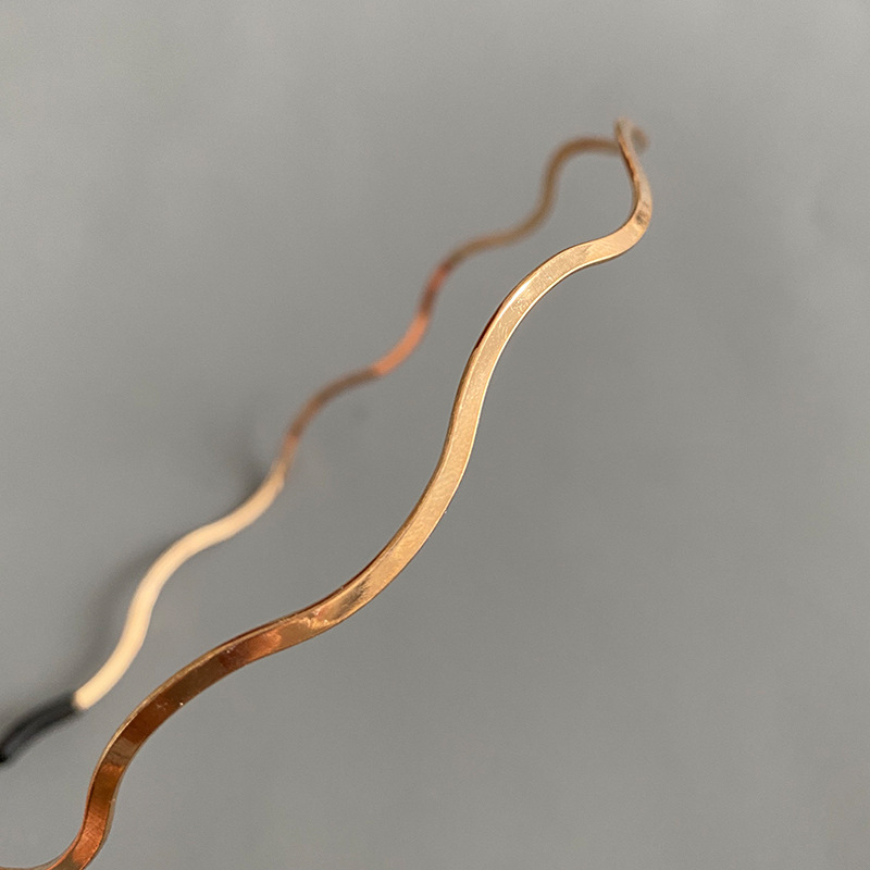 Zhuncen metalna čelenka s valovitim dizajnom, elektroplatirana, dodatak za kosu za žene