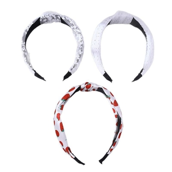 Σετ τριών αξεσουάρ μαλλιών με σχέδιο φράουλα, λευκή δαντέλα και ψεύτικρες πέρλες — Κορεατικό στυλ για γυναίκες, με εποξειδική επίστρωση