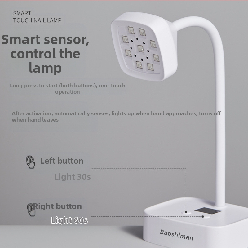 Десктоп лампа за маникюр с енергиен запас и индуктивно зареждане, сензорно активирана, 27W, модел 223