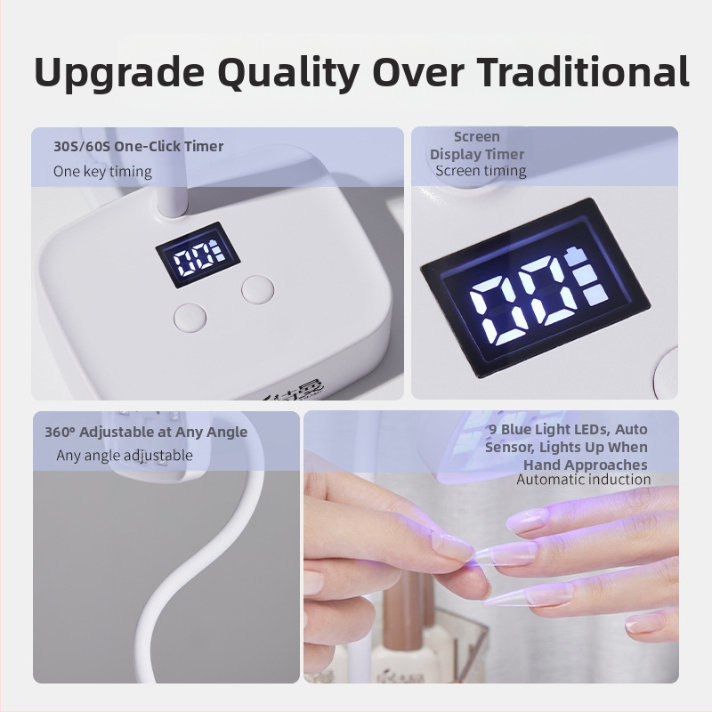 Десктоп лампа за маникюр с енергиен запас и индуктивно зареждане, сензорно активирана, 27W, модел 223