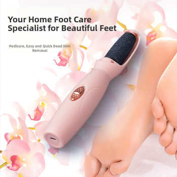 Φορητό ηλεκτρικό τριβείο ποδιών με μακριά λαβή, επαναφορτιζόμενο, ABS σώμα, οβάλ λίθος άλεσης, κουτί 120 τεμάχια