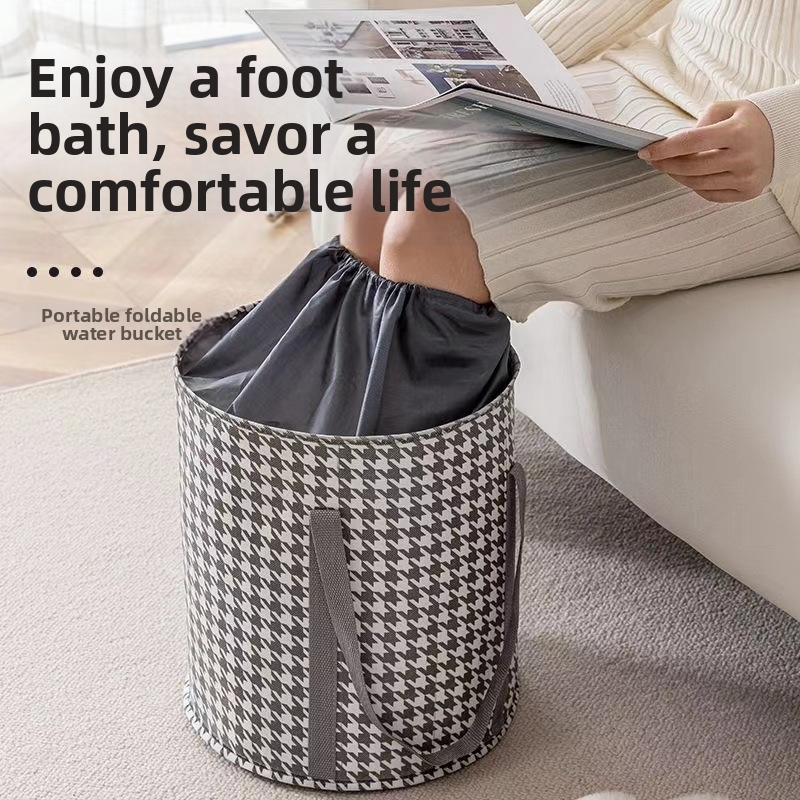 Сгъваема кофа за къпане на крака с височина над прасците; петслойна топлоизолационна чанта; нетъкан текстил; постоянна температура; за възрастни.