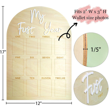 Ξύλινη κορνίζα ορόσημο για το πρώτο έτος νεογέννητου — αποτύπωση της ανάπτυξης, κατάλληλη για οικιακή ή επαγγελματική χρήση