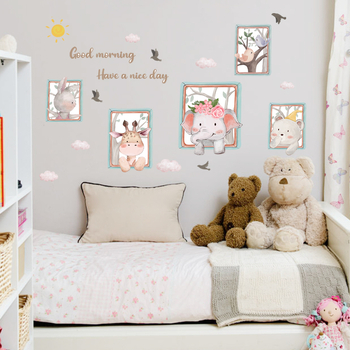 Σετ αυτοκόλλητων τοίχου PVC - 3 τεμάχια, στυλ γκραφίτι, ζωάκια καρτούν, κατάλληλα για υπνοδωμάτιο, μελέτη, εστιατόριο και μπάνιο