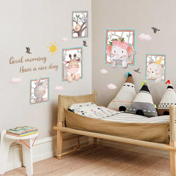 Σετ αυτοκόλλητων τοίχου PVC - 3 τεμάχια, στυλ γκραφίτι, ζωάκια καρτούν, κατάλληλα για υπνοδωμάτιο, μελέτη, εστιατόριο και μπάνιο