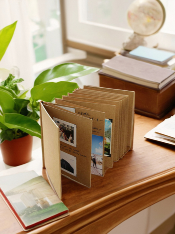 Аккордеонен фотоалбум с кристален стил и обложка от хартия; готов за подарък за преместване в нов дом и Коледа; подходящ за съученици