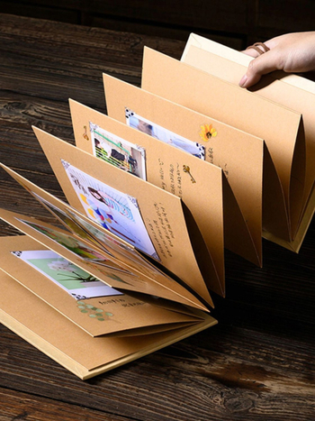 Аккордеонен фотоалбум с кристален стил и обложка от хартия; готов за подарък за преместване в нов дом и Коледа; подходящ за съученици