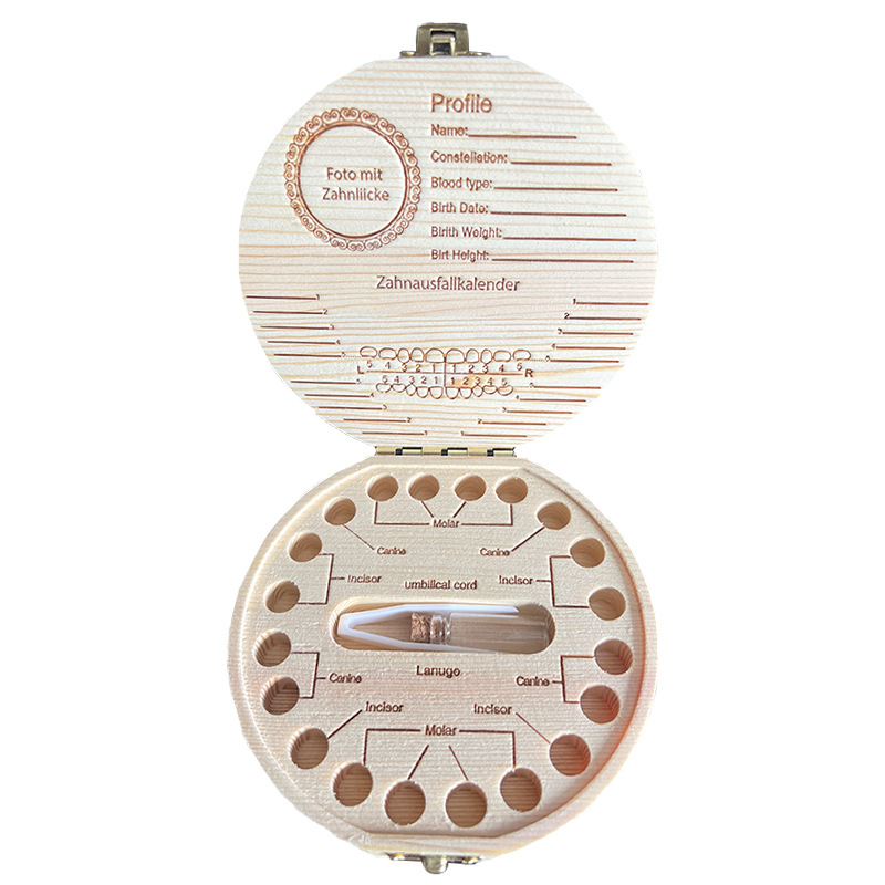 Medinė prisiminimų dėžutė kūdikių pieno dantukams ir plaukų prisiminimams, saugojimui, 0–3 metų vaikams, kilmė: Cao County, Heze, Shandong