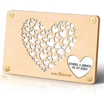 Mu Hong ξύλινη ευχετήρια κάρτα γάμου, boxwood υλικό, χειροποίητο κρεμαστό