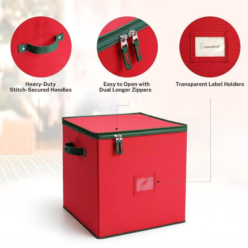 Kutija za pohranu božićnih kuglica, 64 odjeljka, sklopiva, prijenosna, kapaciteta 35 L, od netkanog tekstila