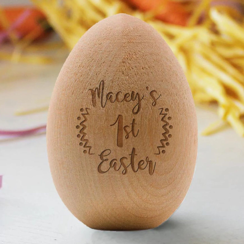 Дървени великденски яйца с имена — персонализирани, модерен минималистичен стил, HX
