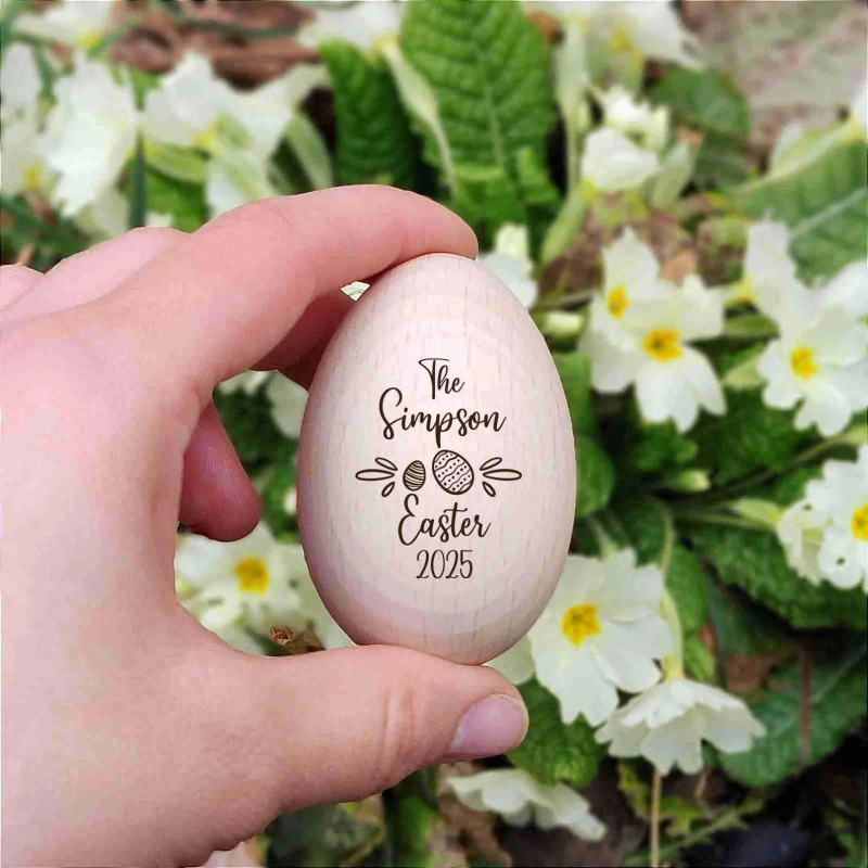 Дървени великденски яйца с имена — персонализирани, модерен минималистичен стил, HX