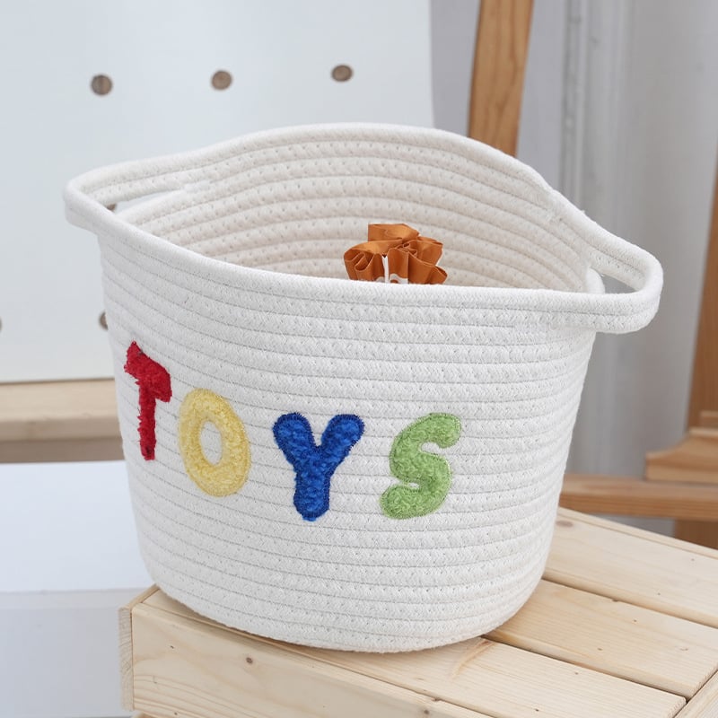 Koš za pohranu na stol s pismima iz pamučnog konca – model Letter cotton rope storage basket -01; pogodan za CD, daljinski upravljač, uredske potrepštine, magnetske kartice, kozmetiku/nakit; moderan i jednostavan stil; ljeto 2024