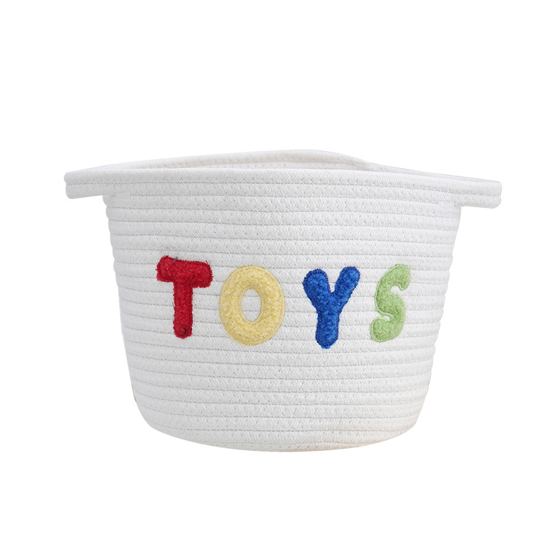 Koš za pohranu na stol s pismima iz pamučnog konca – model Letter cotton rope storage basket -01; pogodan za CD, daljinski upravljač, uredske potrepštine, magnetske kartice, kozmetiku/nakit; moderan i jednostavan stil; ljeto 2024