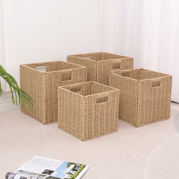 Brocade coș pliabil pentru rufe, coș de depozitare țesut din hârtie, stil pastoral