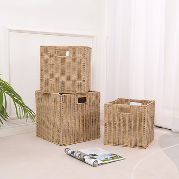 Brocade coș pliabil pentru rufe, coș de depozitare țesut din hârtie, stil pastoral
