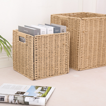 Brocade coș pliabil pentru rufe, coș de depozitare țesut din hârtie, stil pastoral
