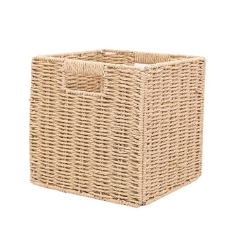 Brocade coș pliabil pentru rufe, coș de depozitare țesut din hârtie, stil pastoral