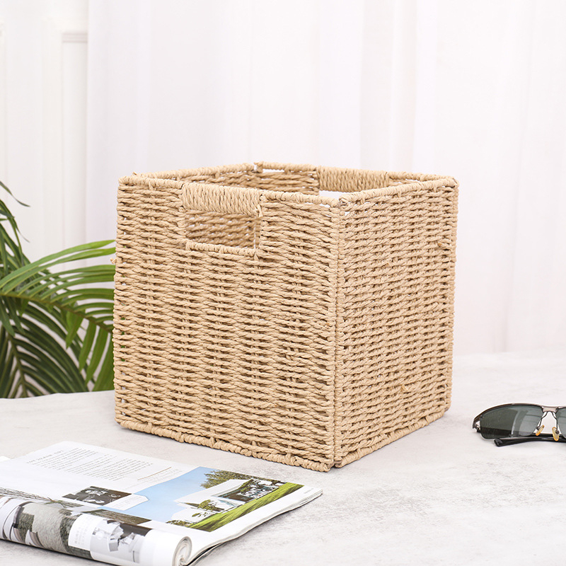 Brocade coș pliabil pentru rufe, coș de depozitare țesut din hârtie, stil pastoral