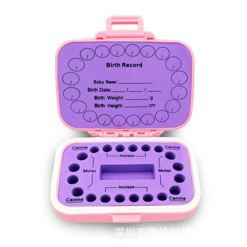 Pinhao Kūdikio dantų ir plaukų prisiminimų dėžutė — maisto kokybės PP ir aplinkai draugiška EVA, tinka berniukams ir mergaitėms, sveria 62 g