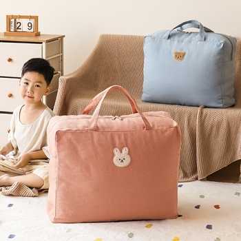 Βαμβατική τσάντα αποθήκευσης ρούχων και παπλωμάτων, τσάντα με χειρολαβή, πολυχρηστική για ταξίδια, υπνοδωμάτιο και σαλόνι; κατάλληλη για ρούχα, εσώρουχα, παπλώματα