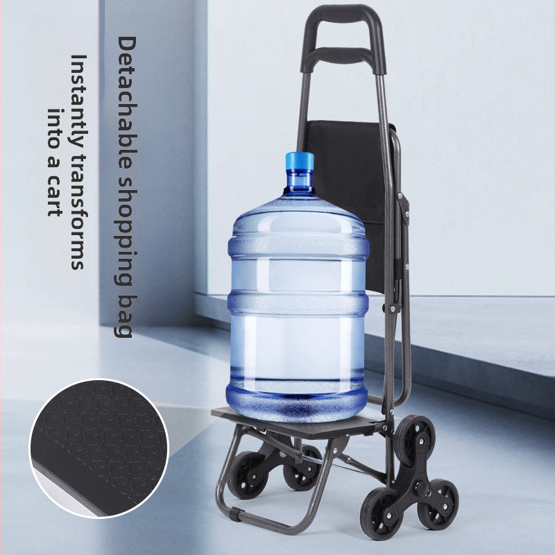 Сгъваема преносима количка за пазаруване с табуретка, до 60 кг товароподемност, подвижна