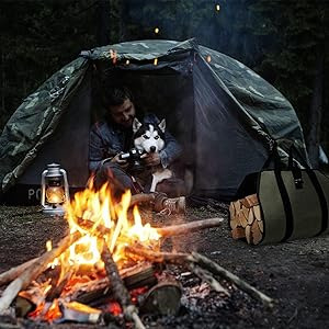 Τσάντα αποθήκευσης καυσόξυλων, μονής κατασκευής, ύφασμα 600D Oxford + PVC, μοντέλο CHSND-01, πολυλειτουργική, κατάλληλη για ταξίδια