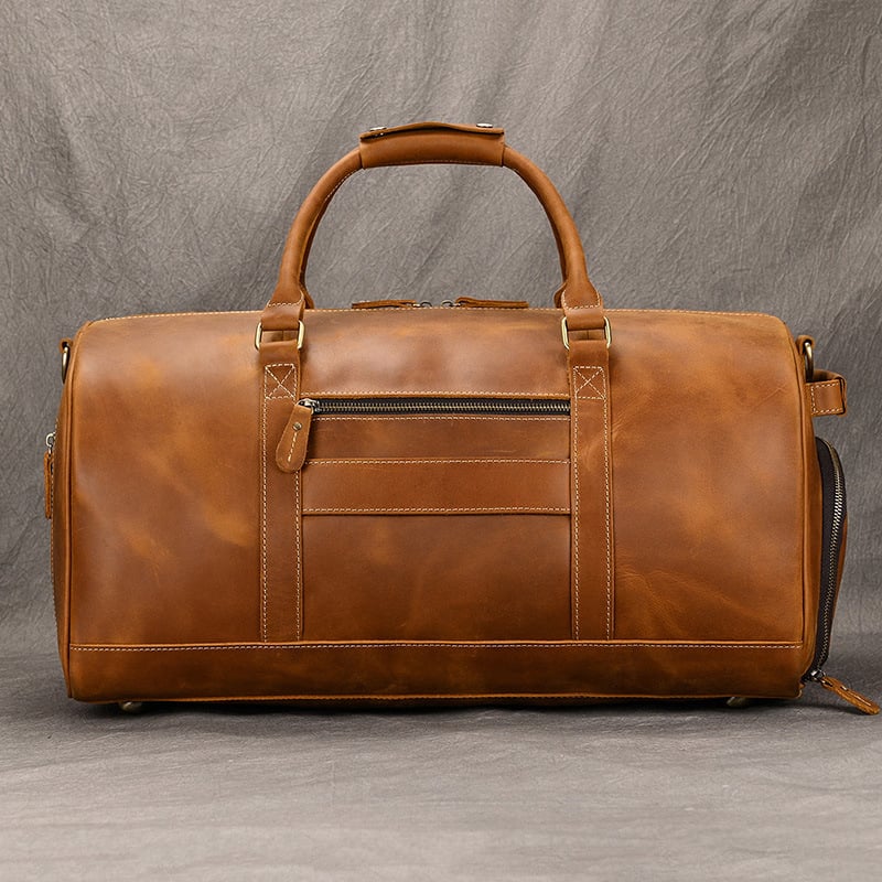 Férfiaknak szánt valódi bőrtáka utazáshoz, első réteg marhabőrből, kopásálló, bélés poliészter-pamut, üzleti utazásokhoz.