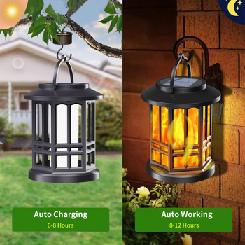 Външна соларна LED фенер за градина с ефект пламък, IP65, 0.5W, 1.2V, 6–12 часа работа, 2835 LED диоди