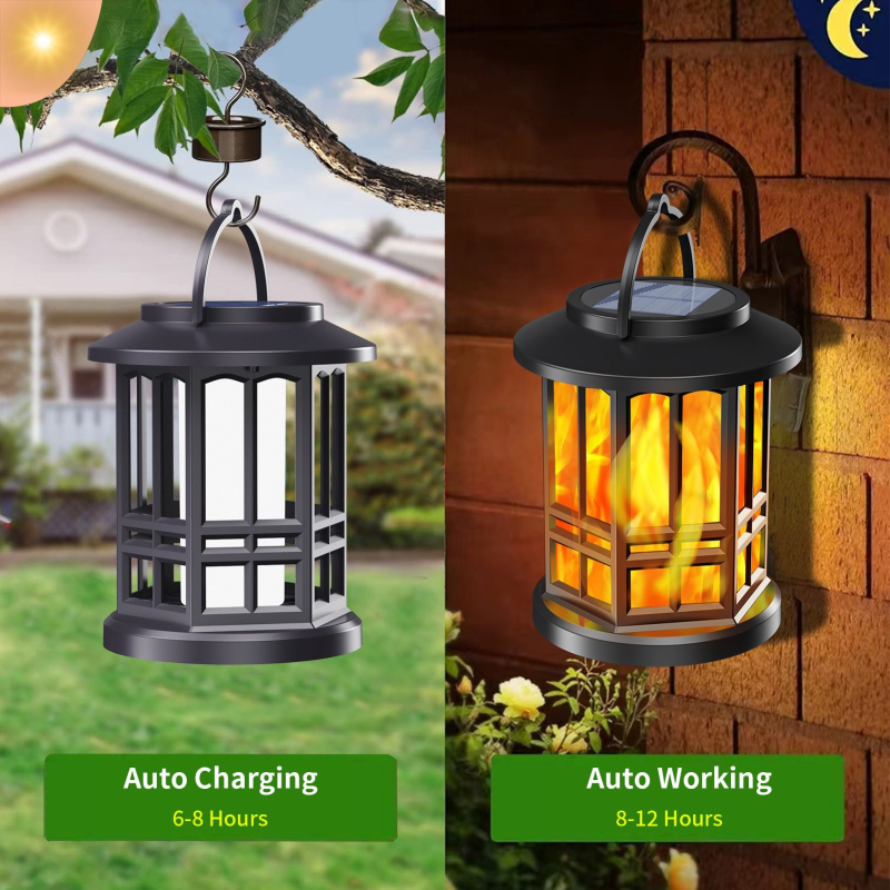 Външна соларна LED фенер за градина с ефект пламък, IP65, 0.5W, 1.2V, 6–12 часа работа, 2835 LED диоди