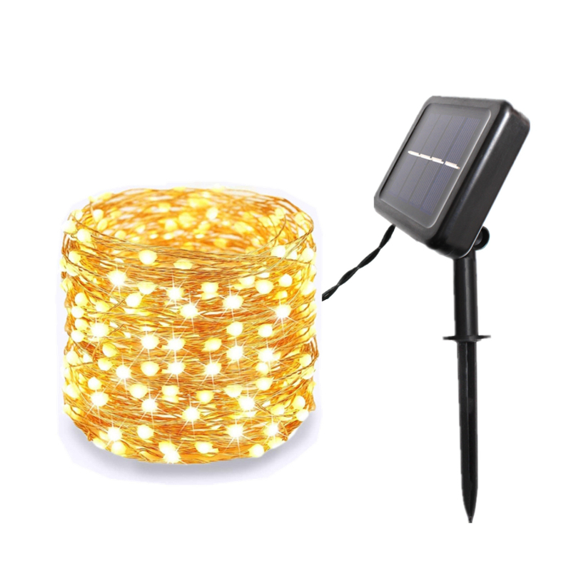 LED λωρίδες με χαλκό σύρμα για εξωτερική διακόσμηση αυλής και κήπου, ηλιακή ενέργεια, 3V είσοδος, 1W πηγή φωτός, έλεγχος με κουμπί